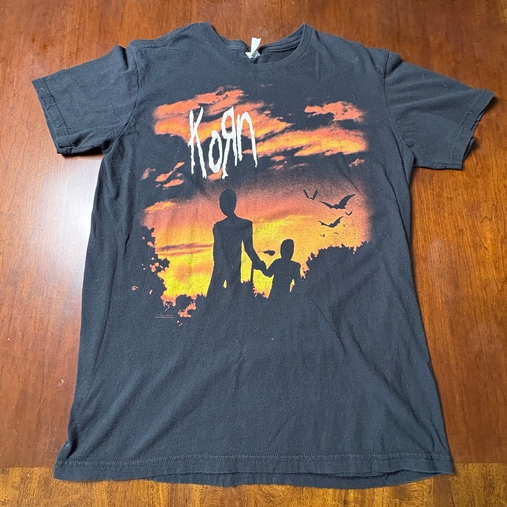 Korn Follow the Leader Black Band T Shirt Bay Island Sportswear Size Small